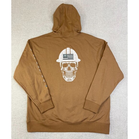 Ariat Other - NEW Ariat Rebar Roughneck Hoodie Men's XL Brown Skull Hardhat Water Resistant